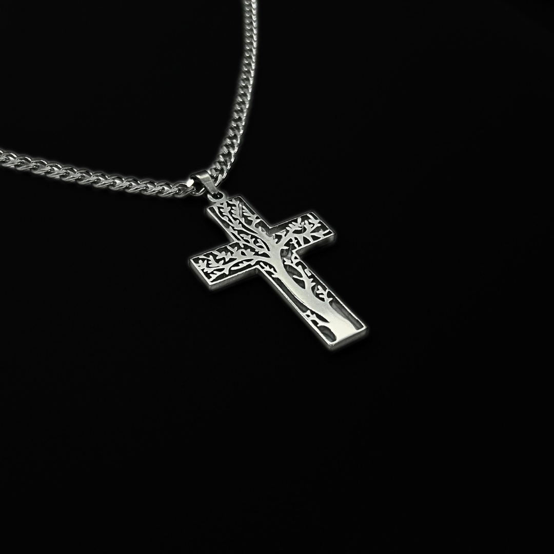 Tree Filled Cross Necklace