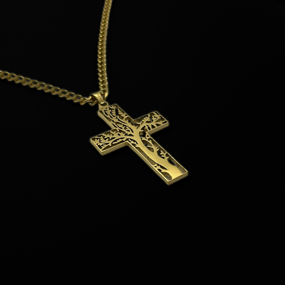 Tree Filled Cross Necklace