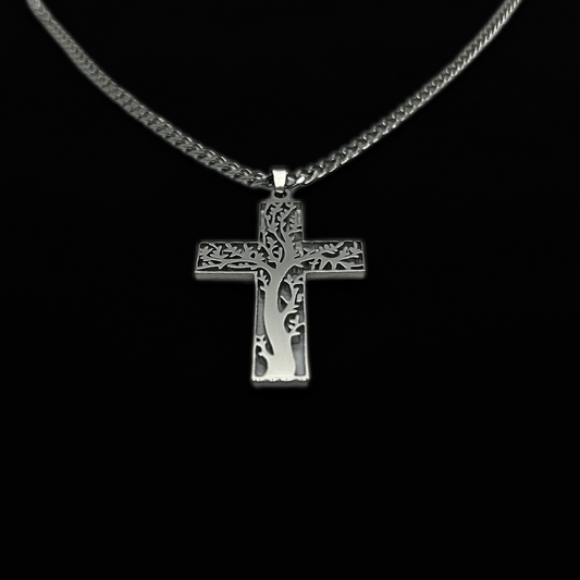 Tree Filled Cross Necklace