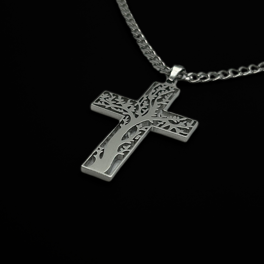 Tree Filled Cross Necklace