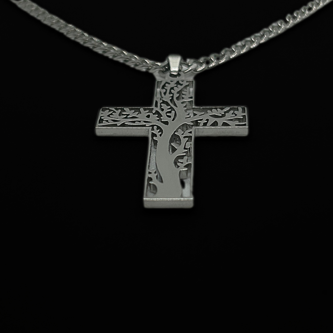 Tree Filled Cross Necklace