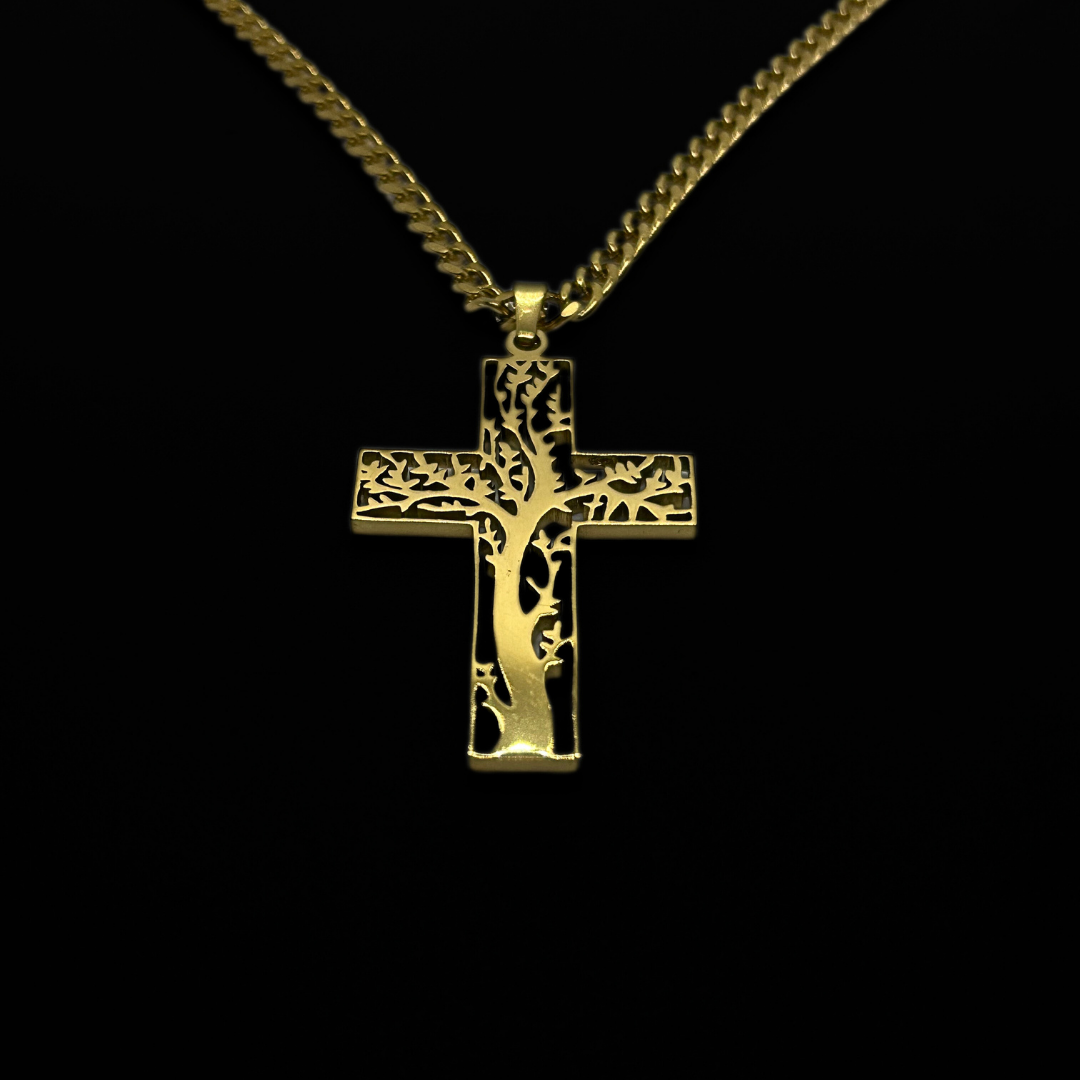 Tree Filled Cross Necklace