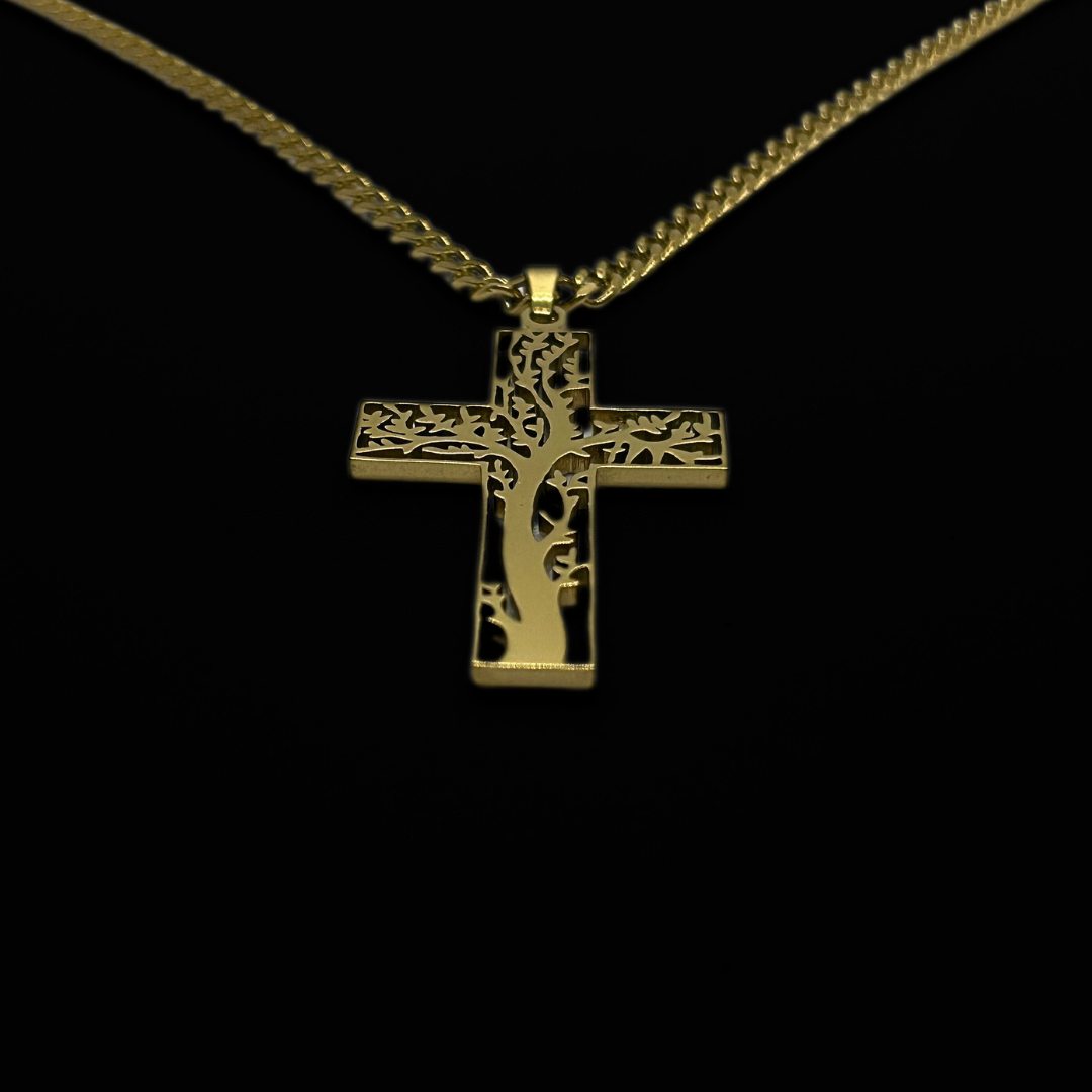 Tree Filled Cross Necklace