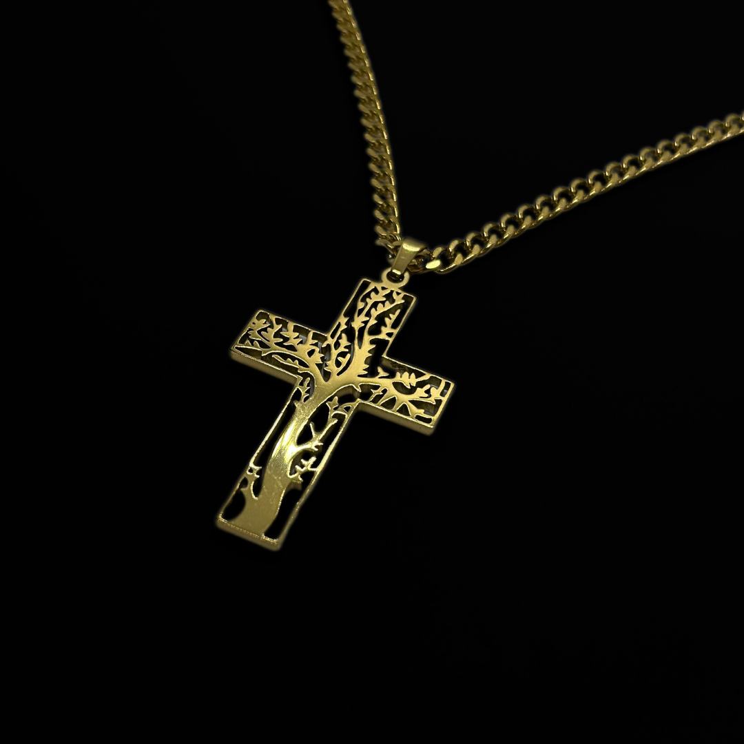 Tree Filled Cross Necklace